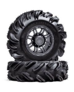 Falcon Ridge UTV Satin Silver and Gun Metal Gray Pitch SBL-12S Wheels w| High Lifter Outlaw 2 Tires